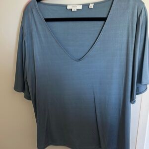 Vince Women's flutter sleeve Blue V-Neck Top